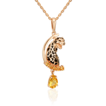 Подвеска «Леопард» из красного золота с цитринами и эмалью