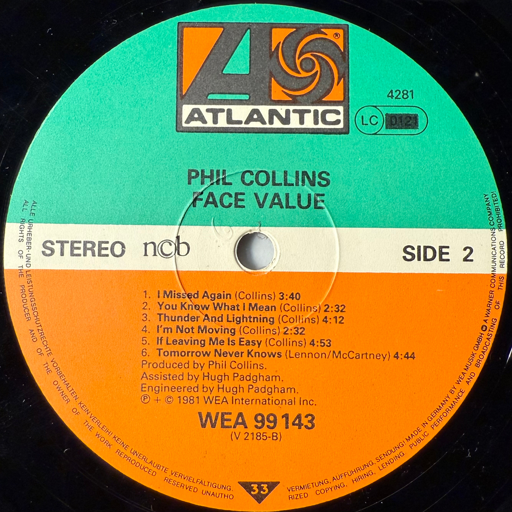 Phil Collins - Face Value (Скандинавия 1988г.)