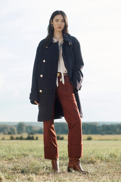 ZARA ПАЛЬТО ИЗ СМЕСОВОЙ ШЕРСТИ, ТЕМНО-СИНИЙ