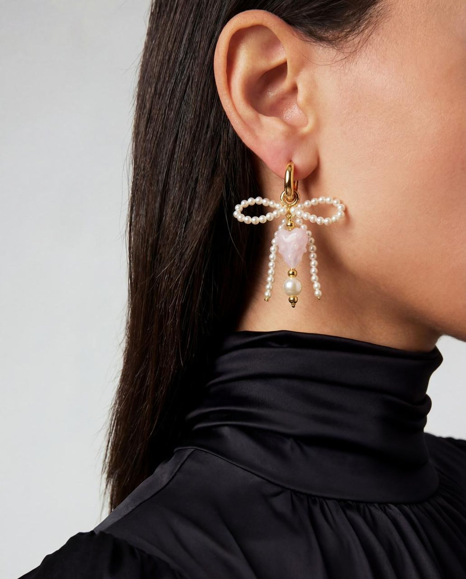 Серьга «Нежное Сердце с Жемчугом»