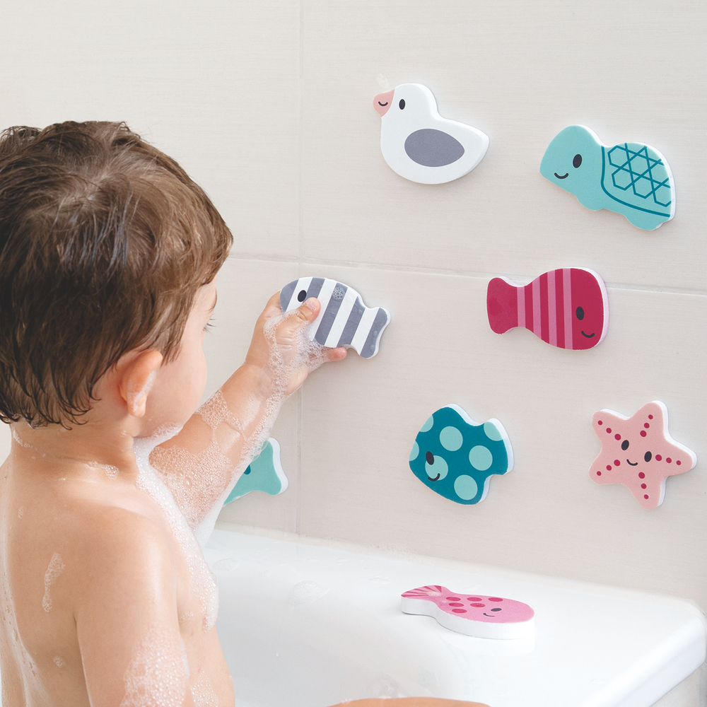 Серия Пастель Развивающие игрушки наклейки  для ванной "Водный мир"