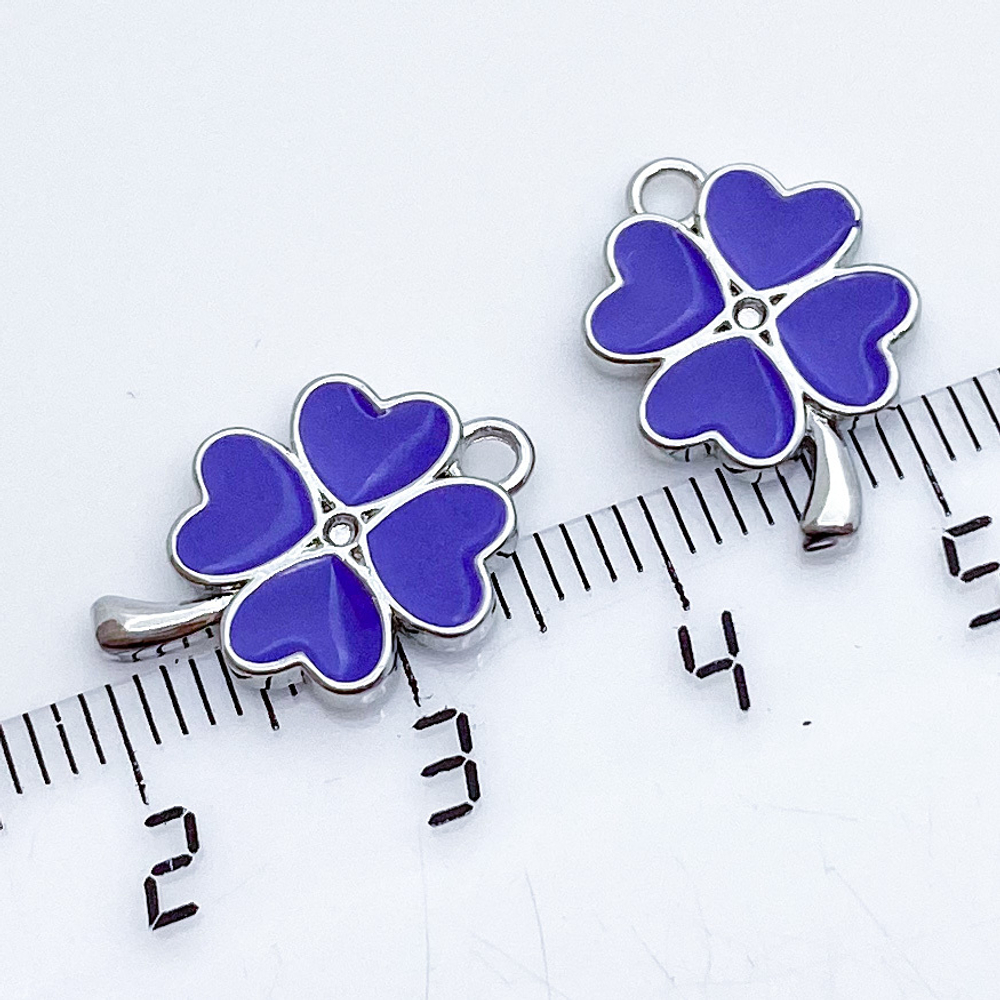 Подвеска Клевер, цвет фиолетовый, размер 17*11 мм, цена за 1 шт