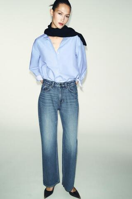 ZARA ДЖИНСЫ Z1975 REGULAR FIT LONG LENGTH С ВЫСОКОЙ ПОСАДКОЙ, ВЫЦВЕТШИЙ СИНИЙ