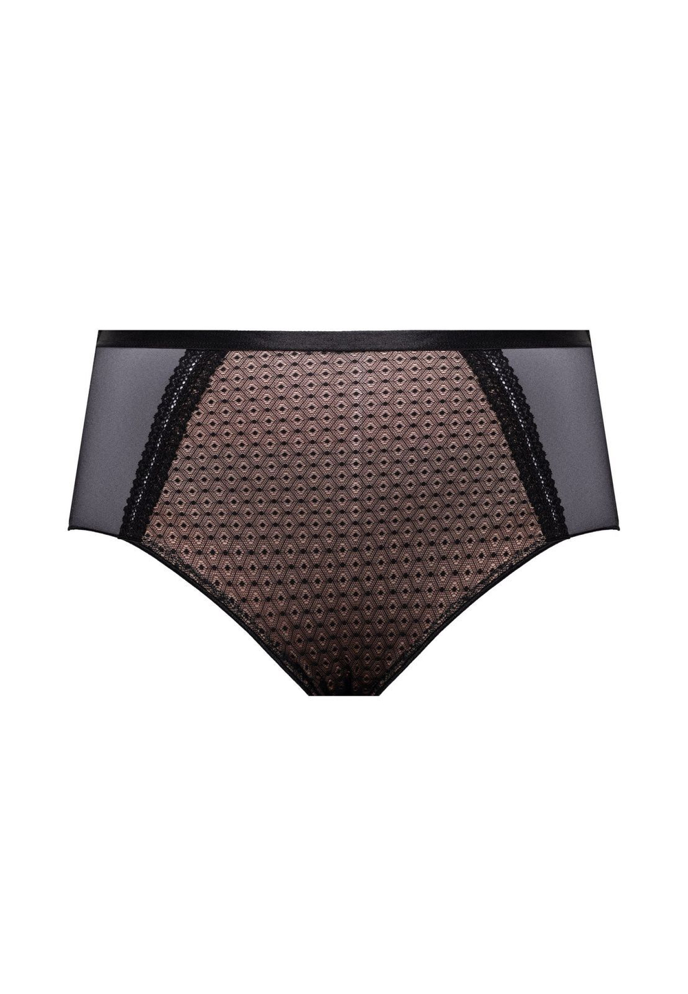 Трусики-слипы Renee с завышенной линией талии (Размер: L) (Цвет: черный с бежевым)