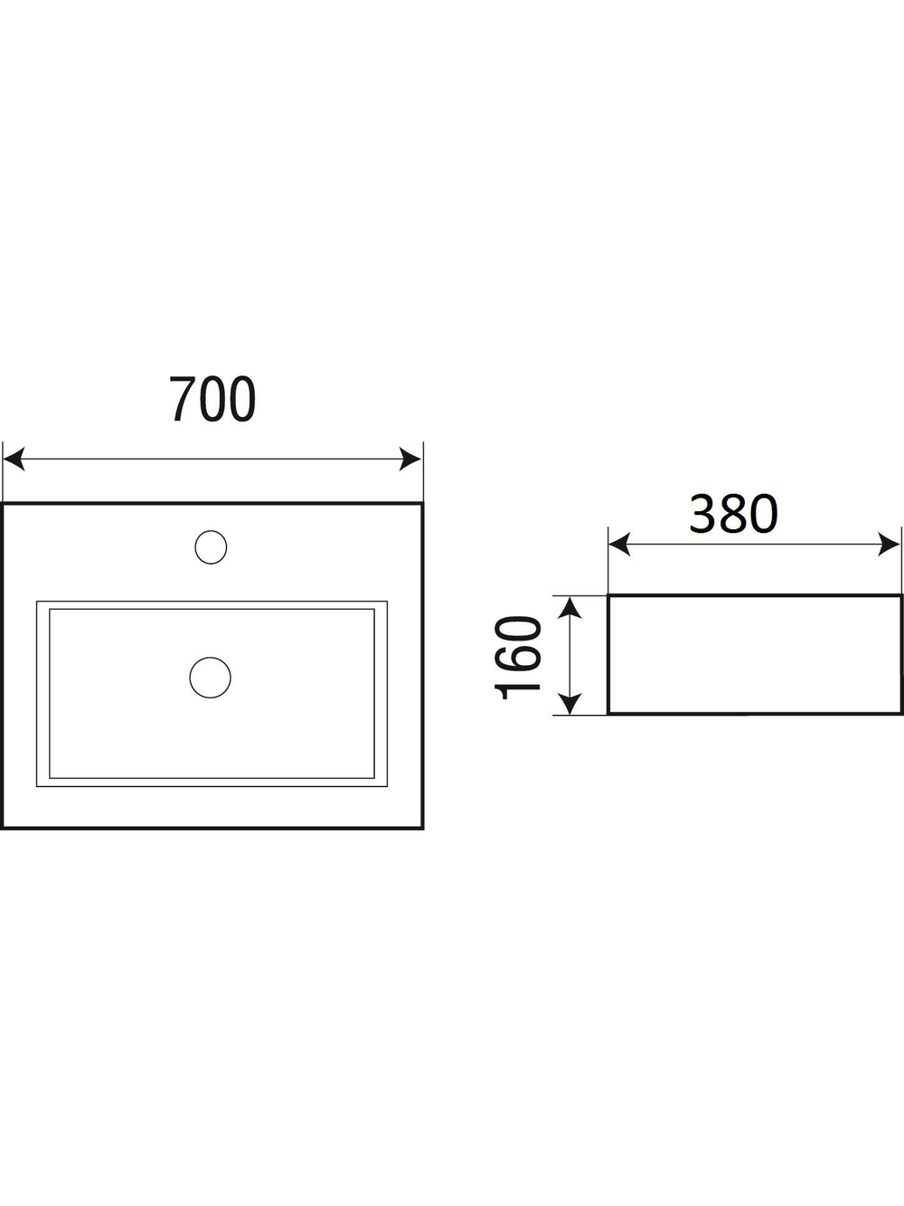 Раковина накладная WeltWasser WW  ELBACH 2003 700х380х160