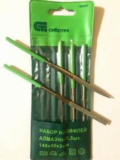 Набор надфилей алмазных, 140х50х3, 5 шт.// Сибртех 158307