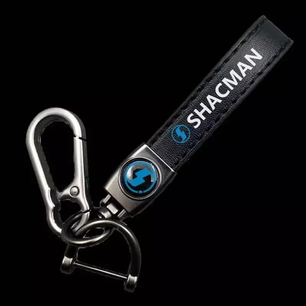 Брелок для ключей кожаный с эмблемой Shacman (кожзам, белая надпись)