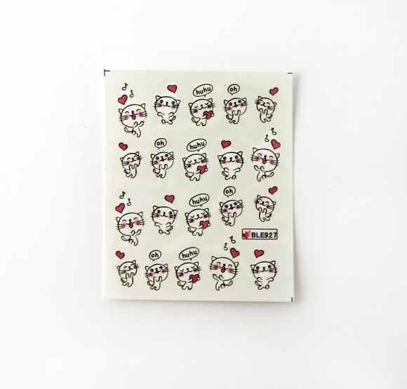 Деколи для ногтей "Белые коты"