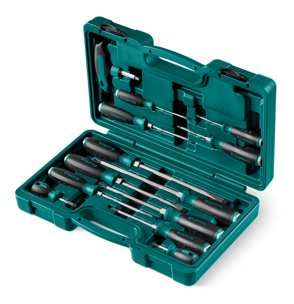 KRAFTOOL IMPACT 13 шт, сквозной стержень Cr-Mo, набор ударных отверток (25035)