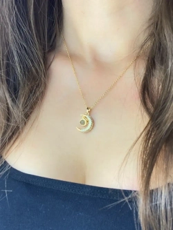 Колье с кулоном Луна Полумесяц и проекцией Я тебя люблю