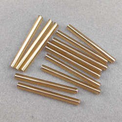 Стеклярус длинный прямой, топаз с внутренним серебрением