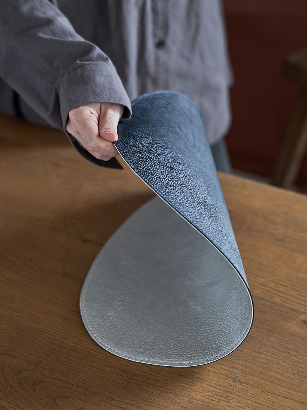 Набор из 2-х двухсторонних сервировочных салфеток Drop, 33х41 см, синий/светло-серый