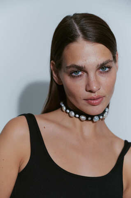 Ободок-чокер с натуральным жемчугом S