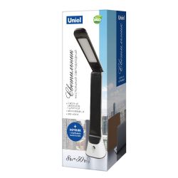 TLD-564 White-Black-LED-500Lm-3000-6000K-Dimmer-NightLight Светильник настольный с ночником. 8W. Сенсорный выключатель. Диммер. Белый с черным. ТМ Uniel