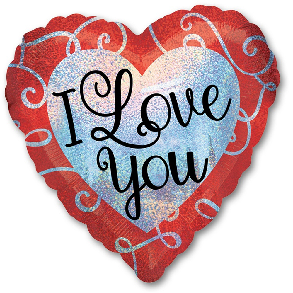 Шар Фольгированный Сердце с завитками (Красный)