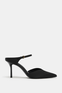 ZARA ТУФЛИ НА КАБЛУКЕ С ДЕКОРАТИВНОЙ ПРЯЖКОЙ, ЧЕРНЫЙ