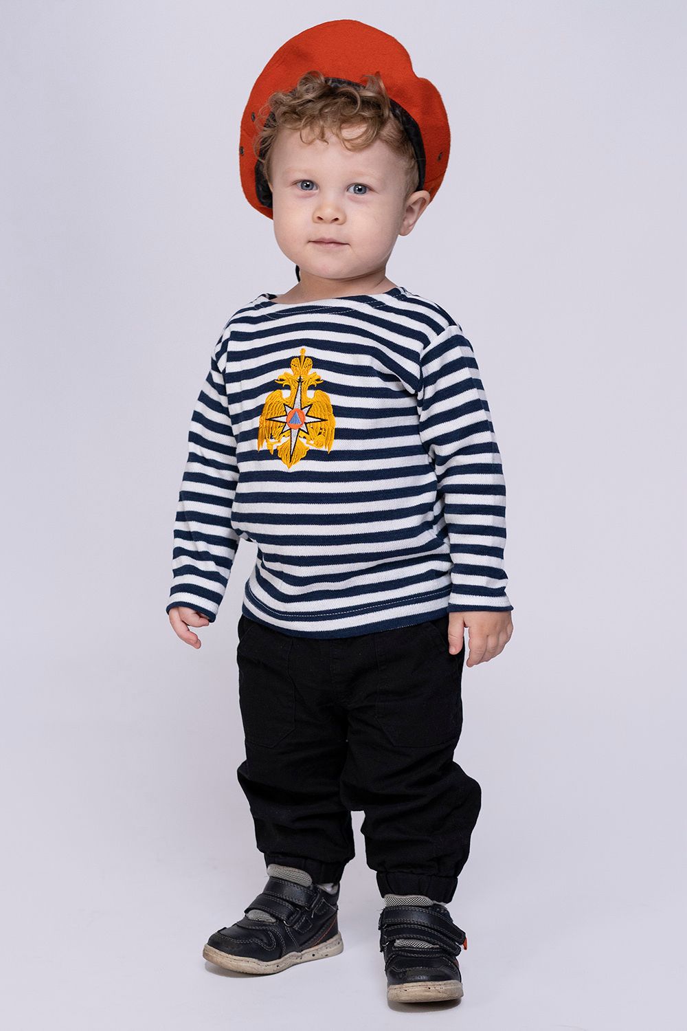 Тельняшка сувенирная детская МЧС (вышивка, темно-синие полосы)