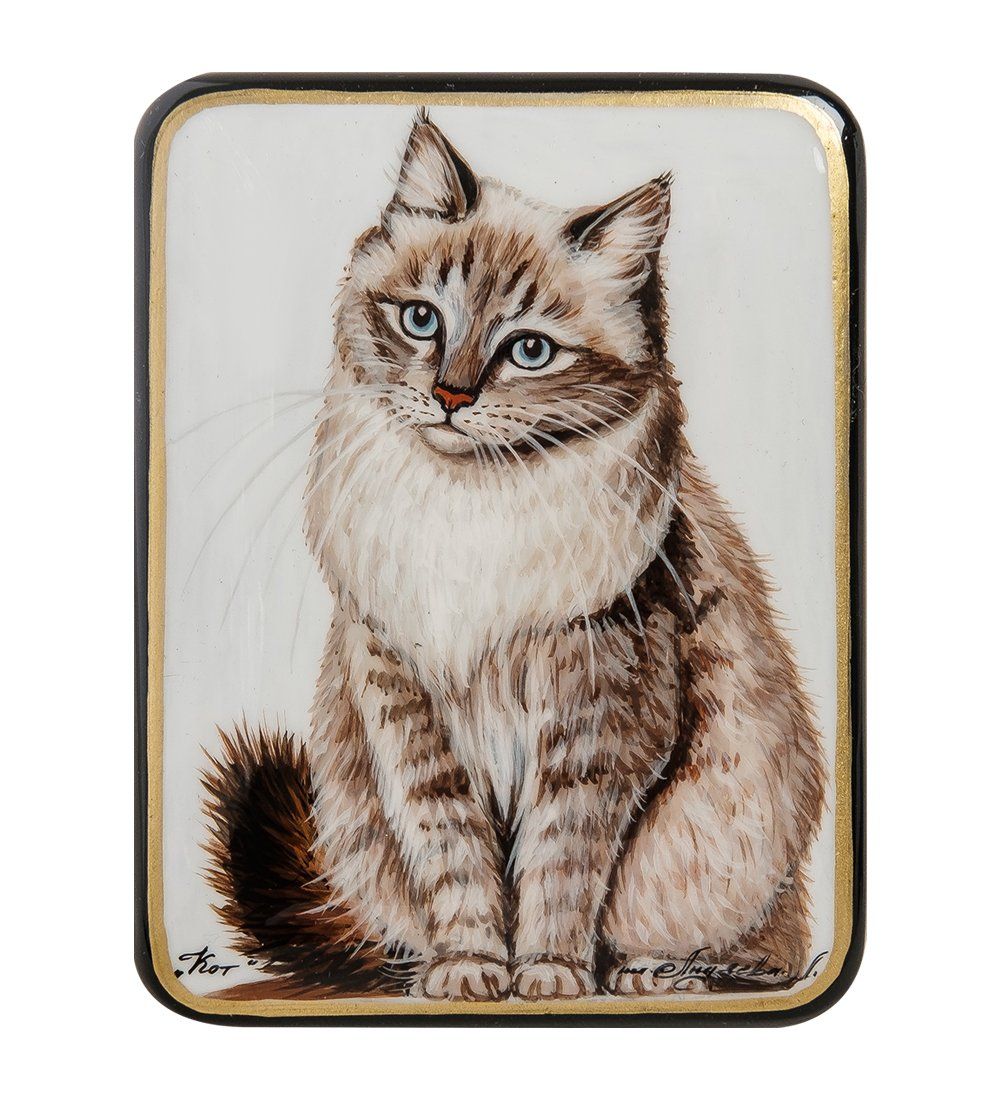 Народные промыслы ШК-55/ 34-E Шкатулка «Кот» исп.Лидяева