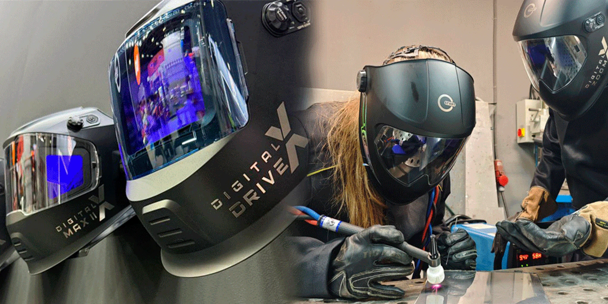 Оптический класс 1/1/1/1 и мгновенное затемнение < 1/25000 c — контроль ванны и защита глаз на MIG/MAG, TIG и MMA.