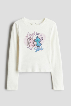 H&M Трикотажный топ с принтом, белый