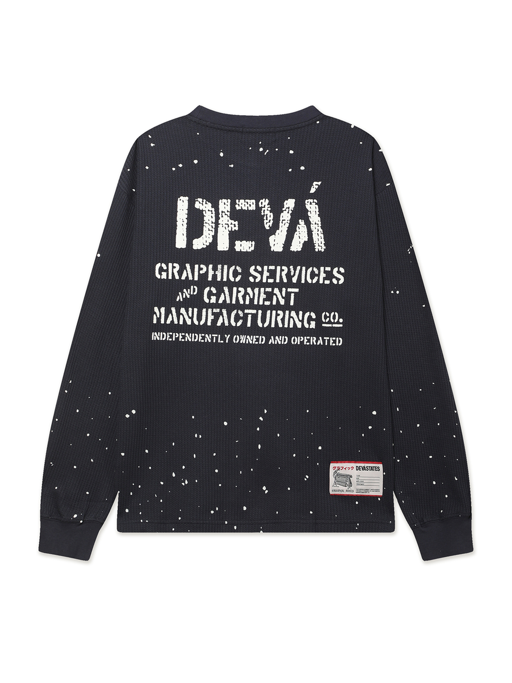 Мужской Лонгслив Crewneck Waffle Top - Splats - Navy Blue
