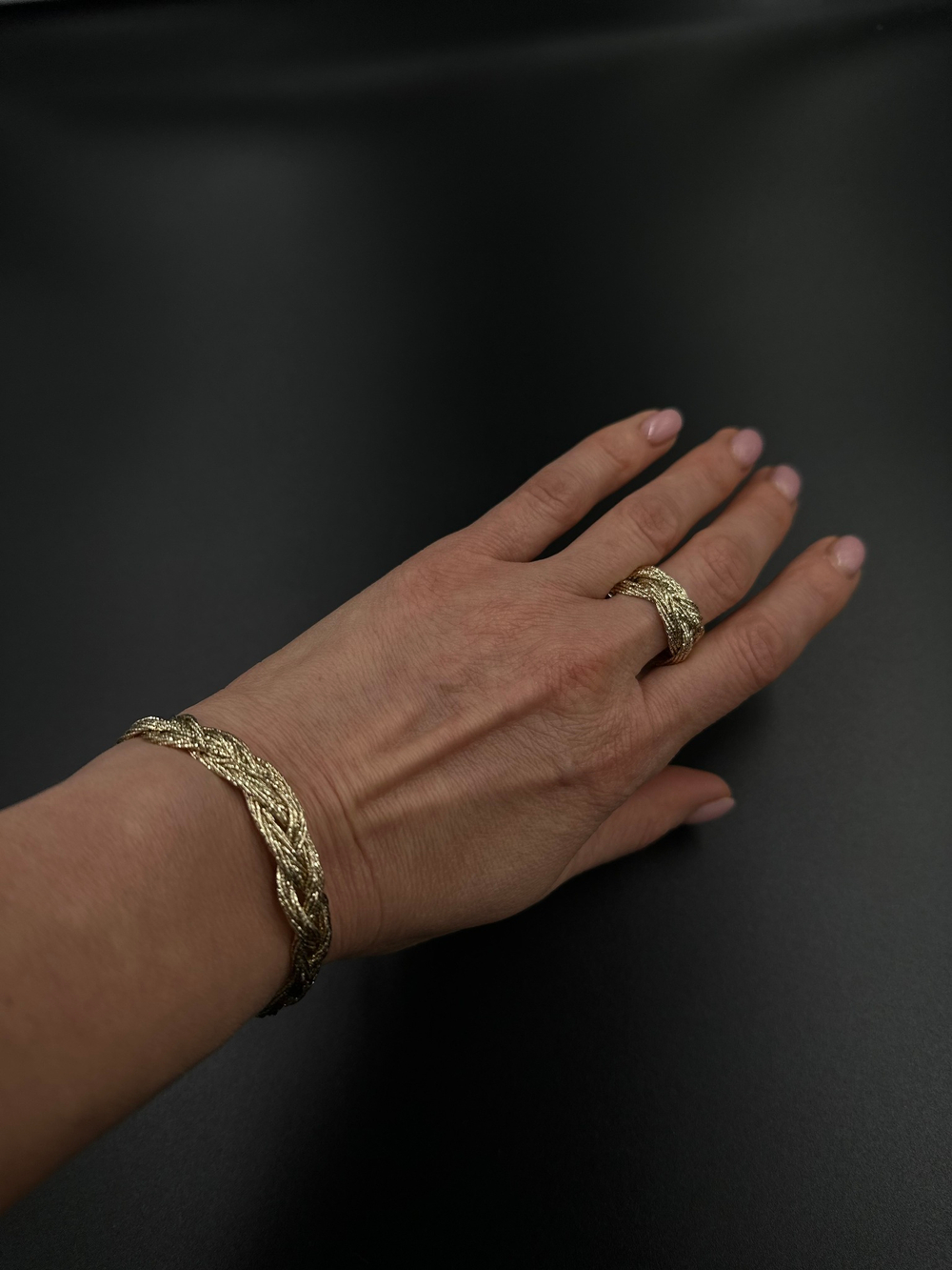 Браслет разъемный косы, оттенок золото