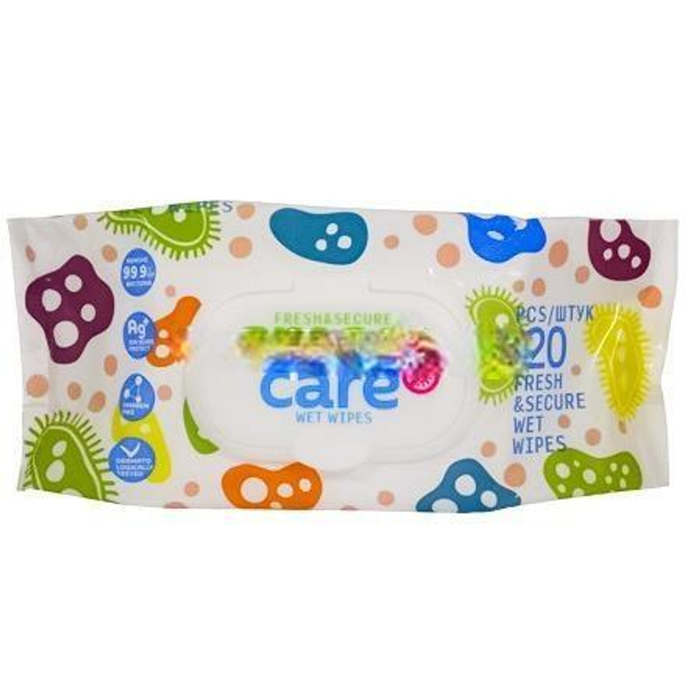 Салфетки влажные(120 шт.) Smart Care антибактериальные с крышкой (1/10 шт.) SC-120