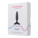 Черная анальная вибропробка 2,5см с управлением через приложение Lovense Hush 2 Anal Vibrating Butt Plug Size XS Black