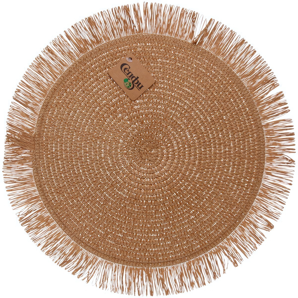 Салфетка на стол 38см плетеная «Бохо» льняной