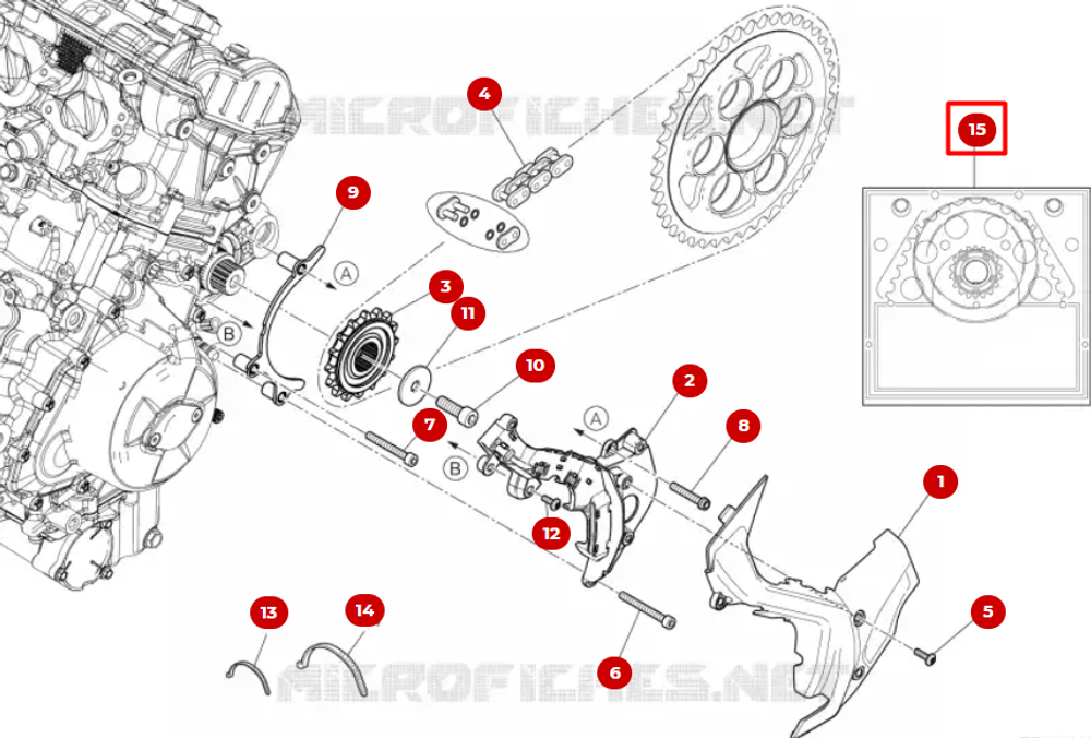 Ducati Комплект цепь + звезды Diavel V4 67621431A