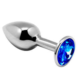 Анальная втулка Alive Mini Metal Butt, голубой кристалл, L