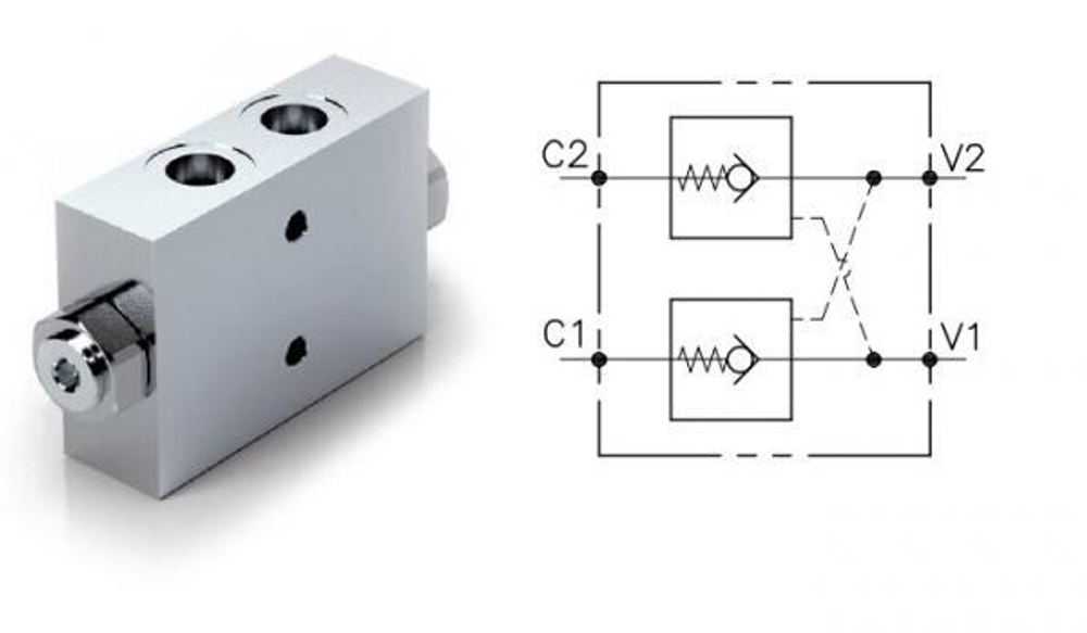 Гидрозамок двухсторонний 003.050.AJO.A G1/2, 45 л/мин, VBPDE A