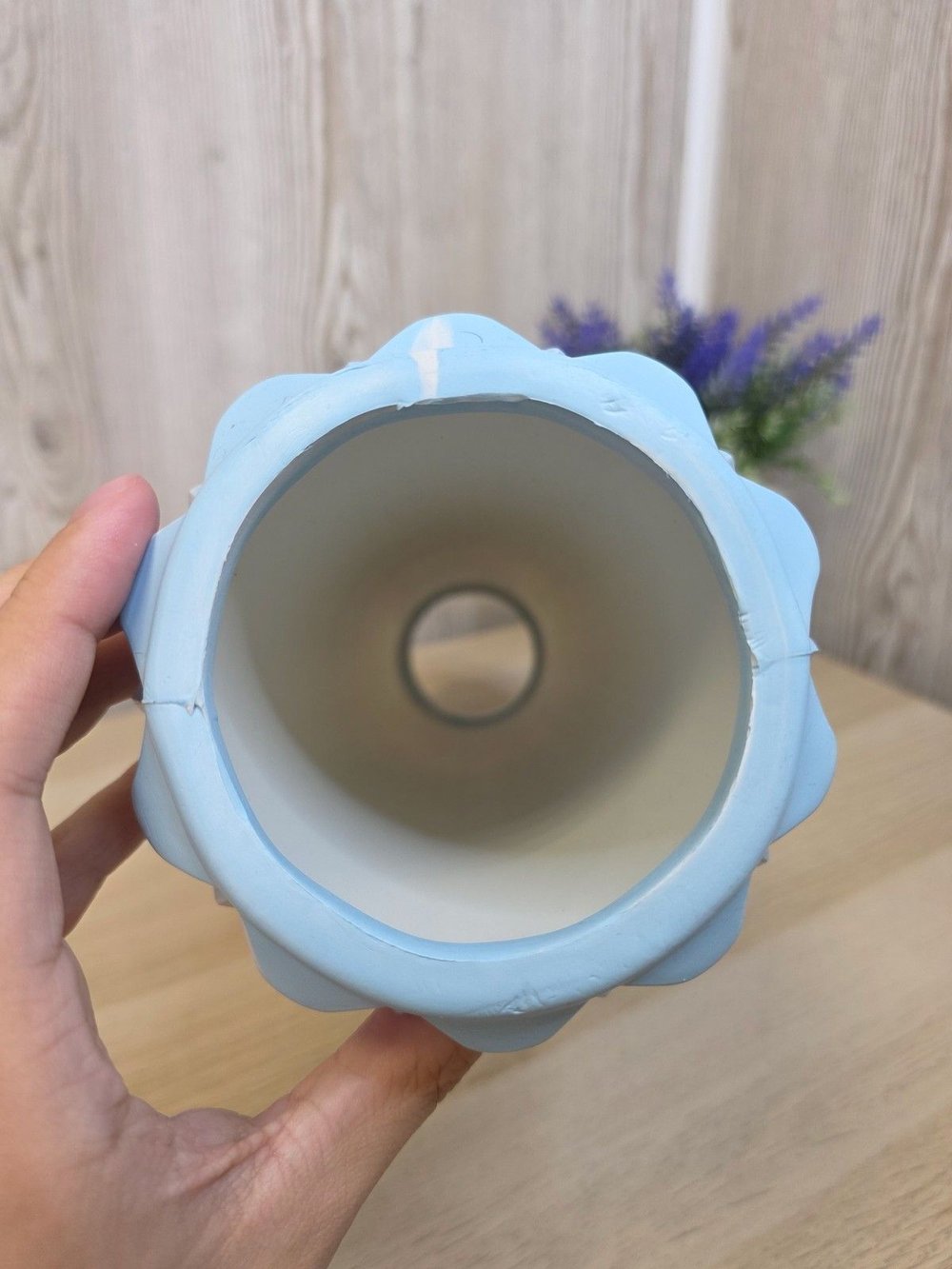 Ролик массажный для йоги и фитнеса 45см бело-голубой