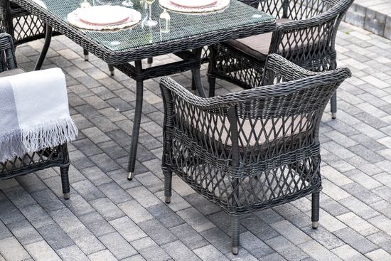 "Амароне" обеденная группа из искусственного ротанга на 6 персон, цвет графит
