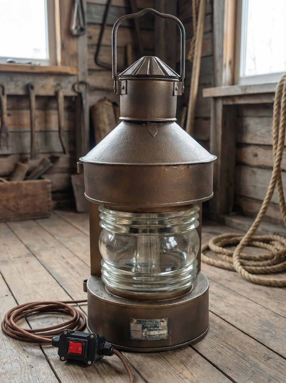 Большой напольный светильник из корабельного топового фонаря «Топовый ТС», Ленинград, 1970 год