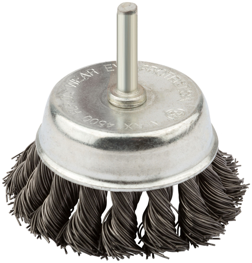Корщетка чашечная, со шпилькой, стальная витая проволока 75 мм 38478