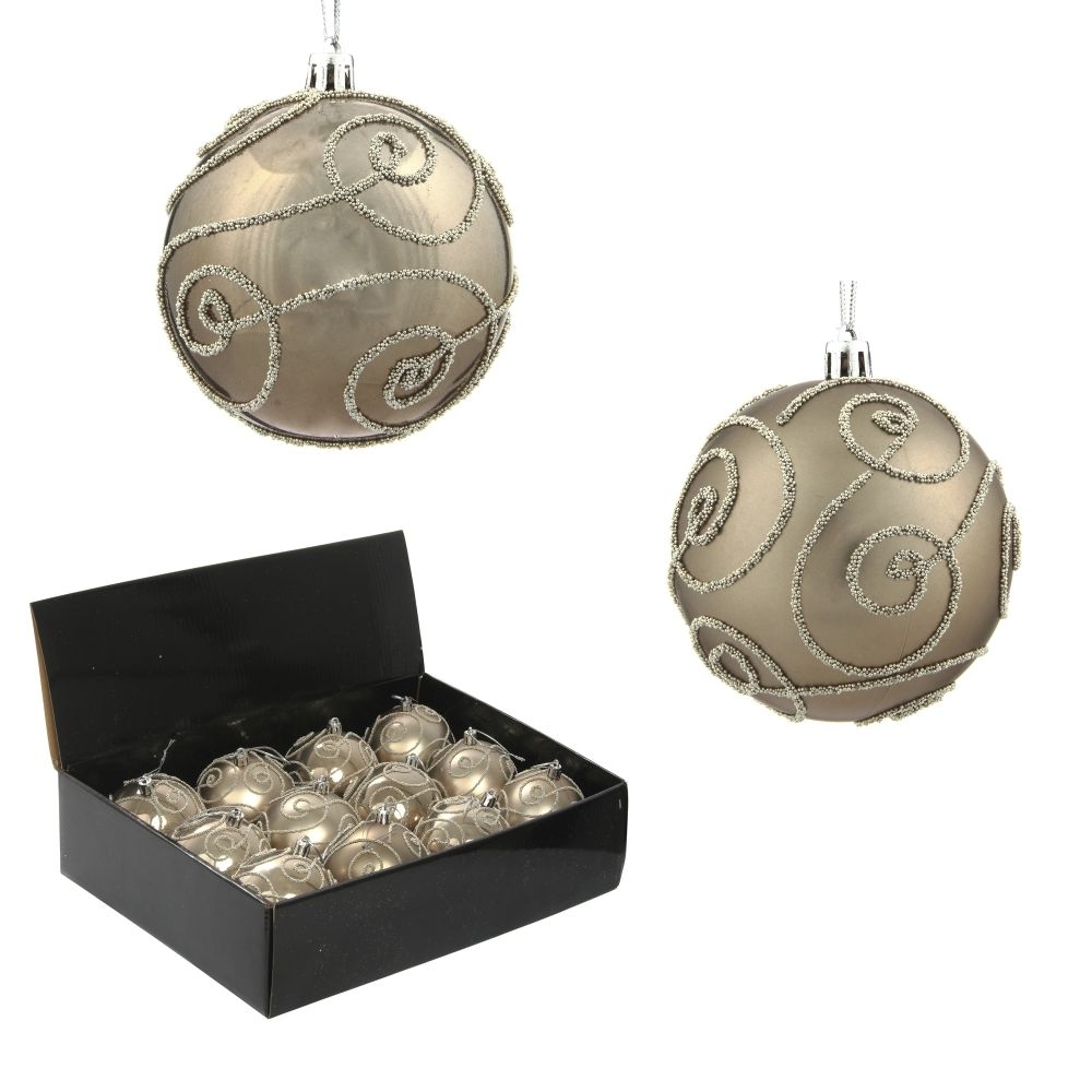 GAEM Набор из 12шт Украшение новогоднее Шар "Волшебный завиток", D8 см, L35 W28 H21 см