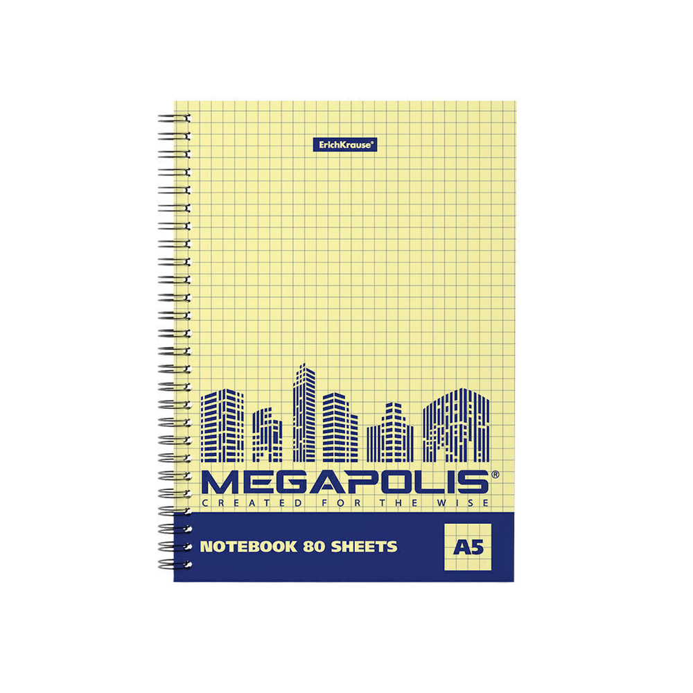 Тетрадь А5 80л кл. гребень Erich Krause "MEGAPOLIS Yellow Concept", клетка, желтый внутренний блок