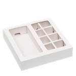 Коробка для 8 конфет + шоколад, с окном, белая, 17,7 х 17,85 х 3,85 см