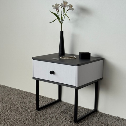 Тумба прикроватная на ножках ROYAL 5301 эко (Металл Бруклин-Черный-р.черная)