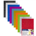 Материал для творчества фоамиран Alingar, А4, 2 мм, самоклеющийся, глитер, 10 цветов, ассорти, упаковка полиэтилен