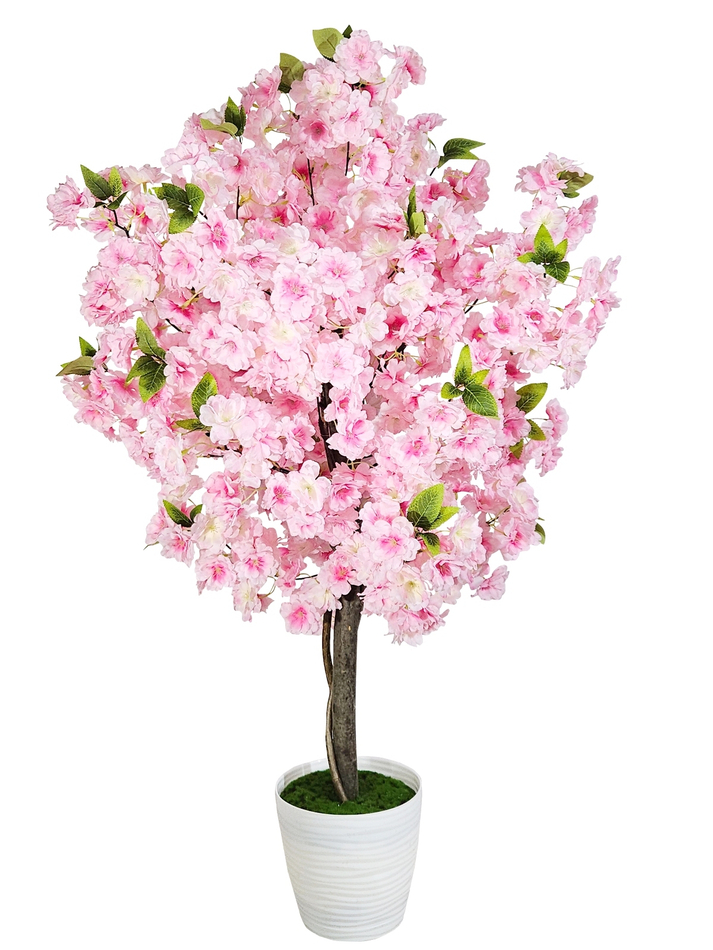 Сакура искусственная 110см розовая в кашпо