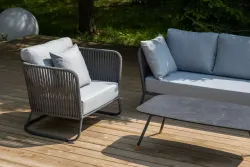 "Багамы" лаунж-зона 5-местная плетеная из роупа (веревки), каркас алюминиевый темно-серый, роуп серый
