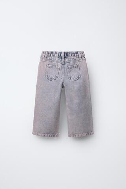 ZARA ДЖИНСЫ WIDE LEG С ЭФФЕКТОМ ПОТЕРТОСТИ, РОЗОВАТЫЙ
