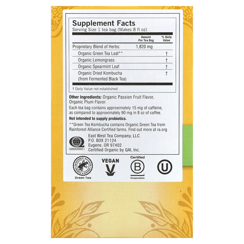 Yogi Tea, зелёный чай комбуча, 16 чайных пакетиков, 32 г (1,12 унции)