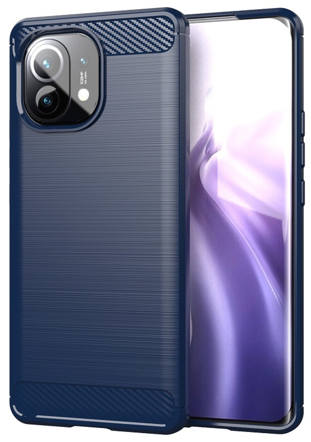 Темно-синий чехол для смартфона Xiaomi Mi 11, серия Carbon от Caseport