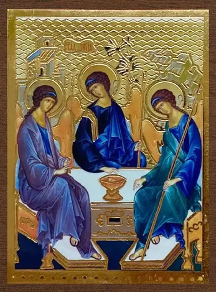 Икона "Святая Троица" 4х6 на МДФ-6