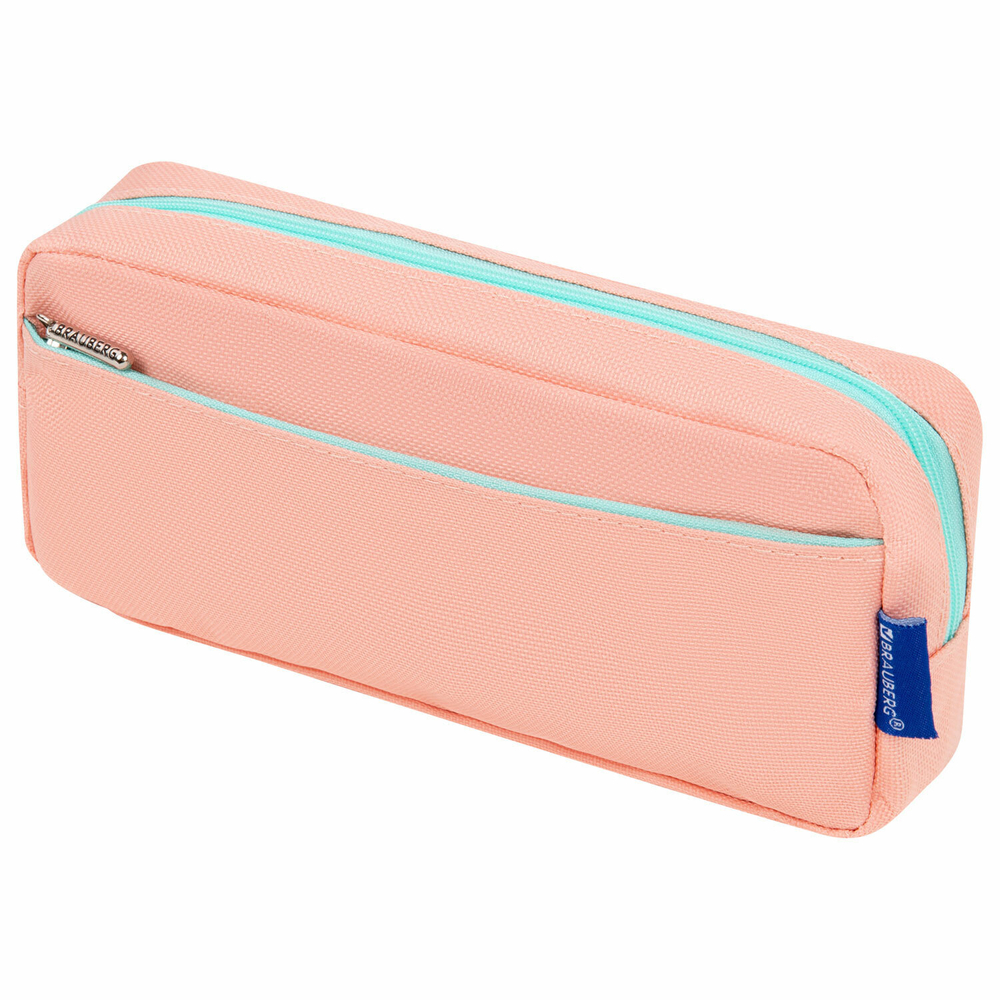 Пенал мягкий BRAUBERG PASTEL 2 отделения персиковый 21х9 5х5 см (3 штуки в упаковке)
