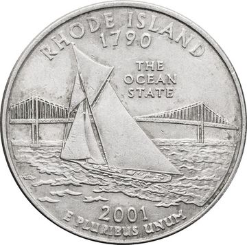 25 центов (1/4 доллара, квотер) 2001 США «Штат Род-Айленд» (P)