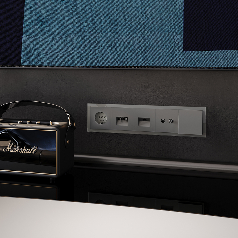 Рамка стеклянная VOLTUM S70 на 5 постов, (шелк, стекло)